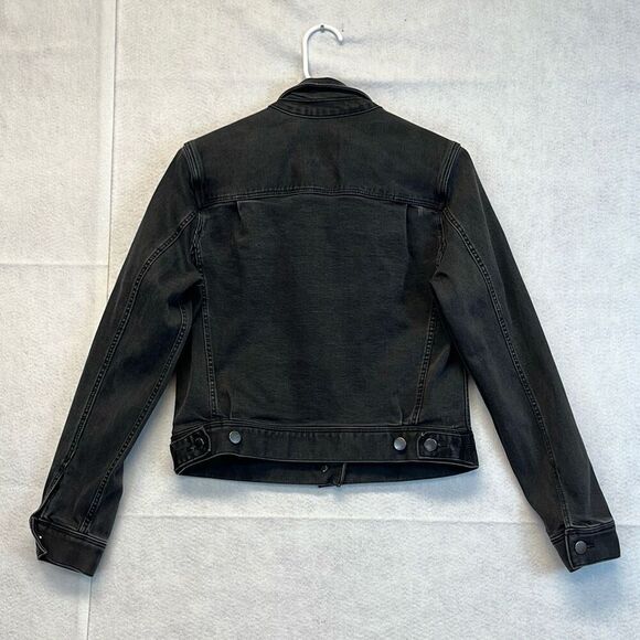 LIVERPOOL Jean Jacket Womens Small Black Carbon Wash Denim Button Front Classic - Picture 10 of 13